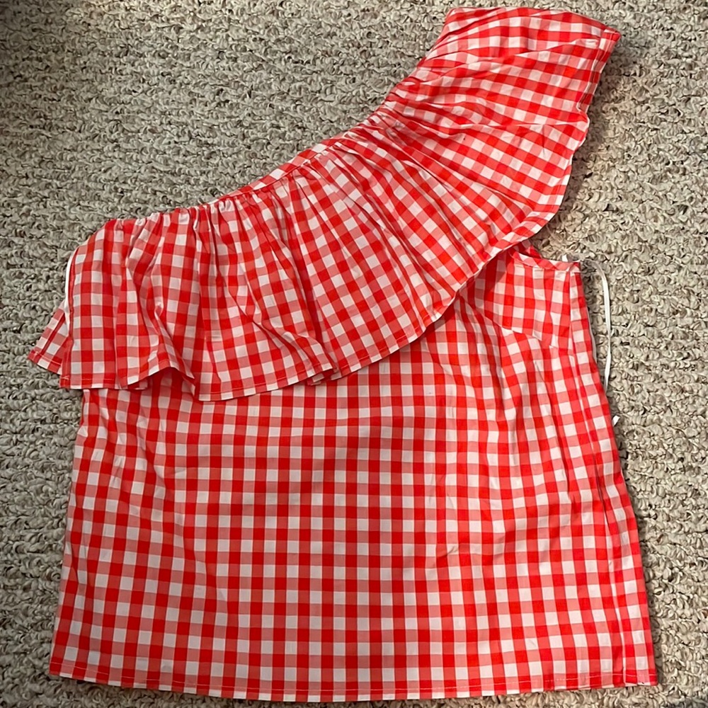 One shoulder ruffle jcrew blouse NWB NWT